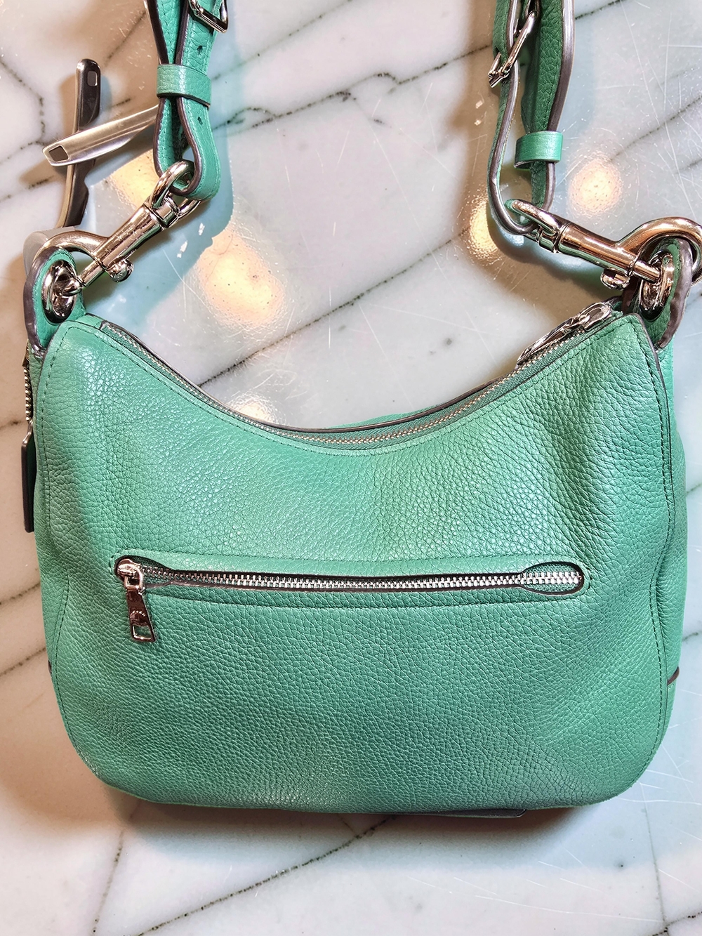 Coach Jes Leather Hobo Bag Mint Green Horse & Carriage-F72702 - Picture 7 of 14
